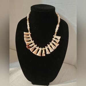 Elegant Vintage Real Curled Shell Beaded Necklace